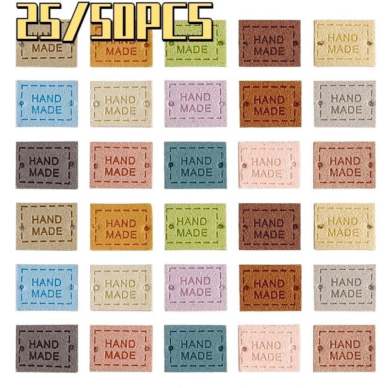 

25/50pcs PU Leather Labels Tags Small Handmade Labels DIY Clothes Hats Bags Hand Made Label Sewing Tags Sewing Accessories Tools