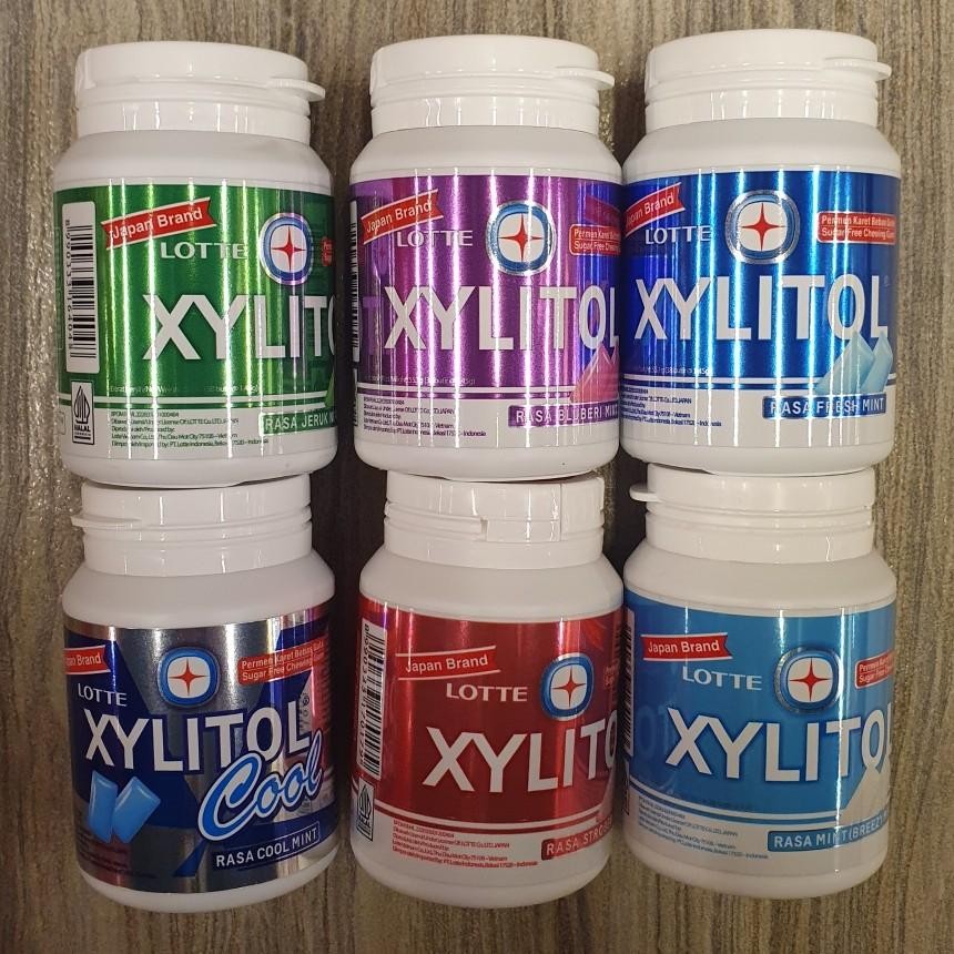 

Lotte Xylitol Per Box ( Isi 12 ) Permen Karet Sugar Free 58gr Rasa Jeruk Nipis / Blueberry / Strawberry / Fresh Mint / Breezy Mint / Cool Mint