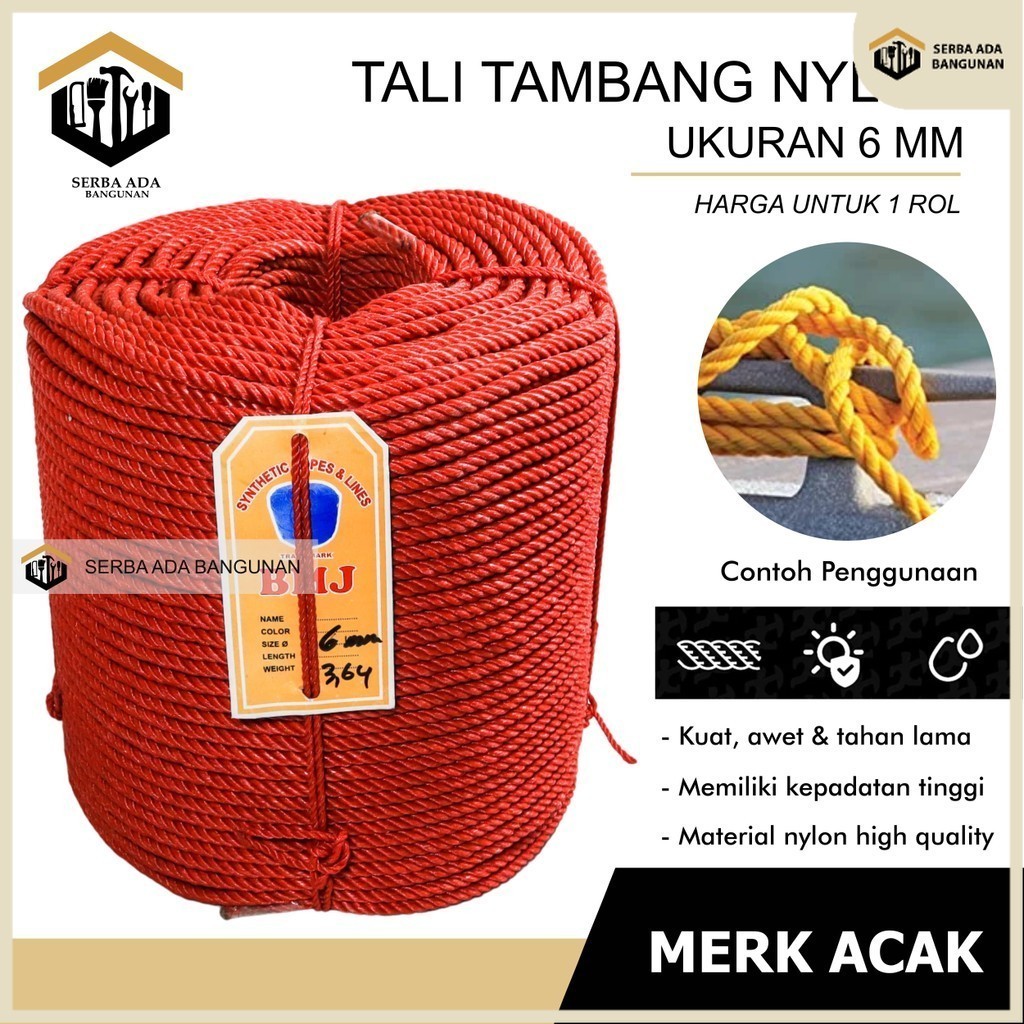 

SAB TALI TAMBANG PPD 6MM / TAMBANG KILOAN / TAMBANG TRUK / TAMBANG LOSBAK / TALI PROYEK / TAMBANG KAPAL / TALI 6 MILI / TAMBANG ECERAN / TAMBANG MURAH / TALI MOBIL / TALI TAMPAR KILOAN