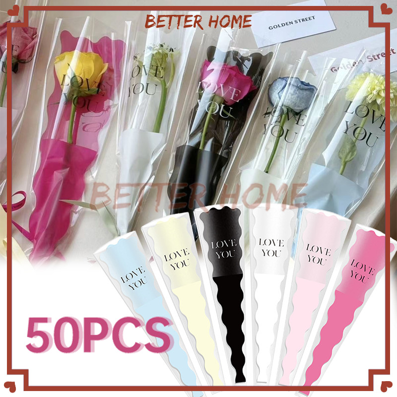 

(50 pcs) Plastik Single Flower Rose Bunga" love You" Single Stalk Rose Bungkus