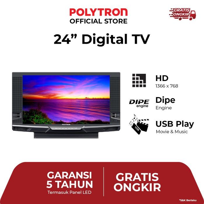 Polytron PLD 24V223 Digital TV 24 Inch LED TV DVB-T2 Original Resmi