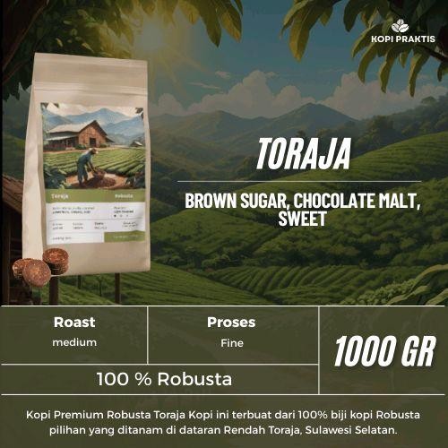 

ROASTED BEANS ROBUSTA TORAJA 1000 GR | 1 KG | BIJI KOPI SANGRAI | Coffee - GILING HALUS