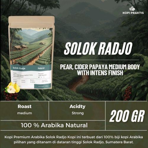 

ROASTED BEANS ARABIKA NATURAL SOLOK RADJO 200 GR | BIJI KOPI SANGRAI | Coffee - GILING HALUS