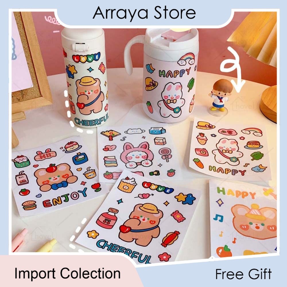 

Stiker Aesthetic Lucu Imut Beruang Kelinci Murah Dekorasi Anak HP Tumbler Laptop Hiasan Warna Warni 【Arraya Shop】