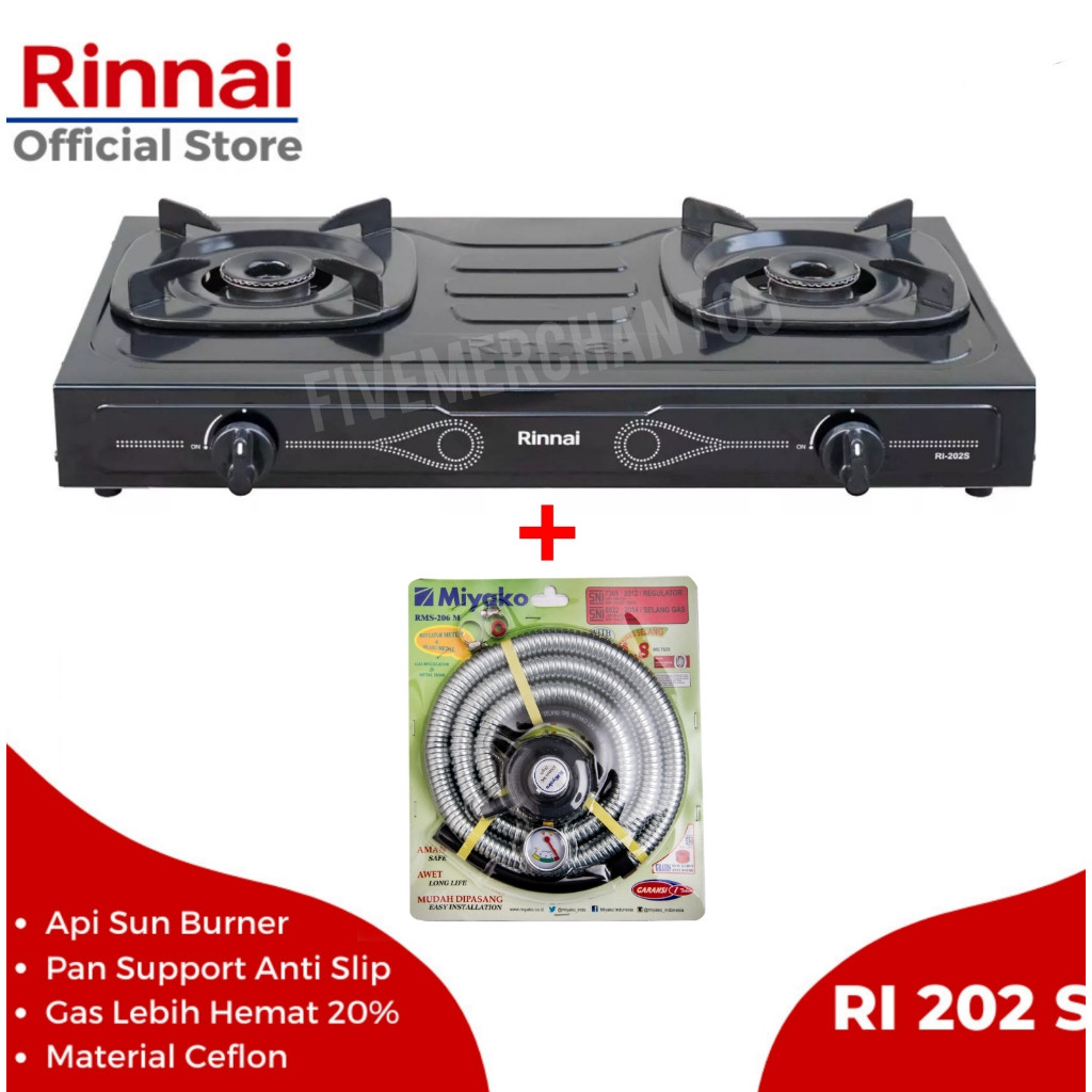 Kompor Gas Rinnai RI 202s Kompor Murah Rinnai 202s Kompor Ekonomis Rinnai 2 Tungku RI 202 s TERLARIS