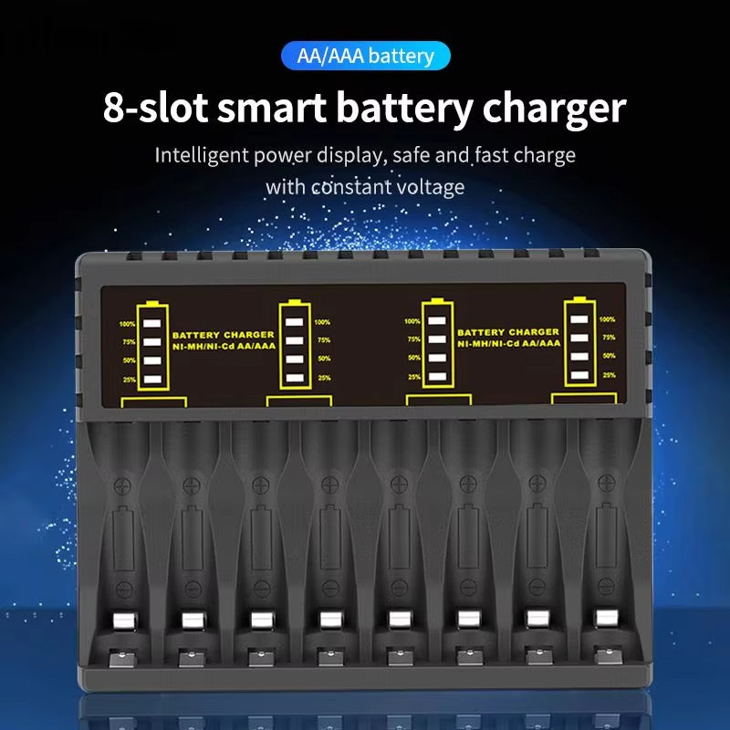Charger Baterai USB Charger 8 Slot Charger Multi Slot Cepat LED Indikator Universal Dengan Kabel USB