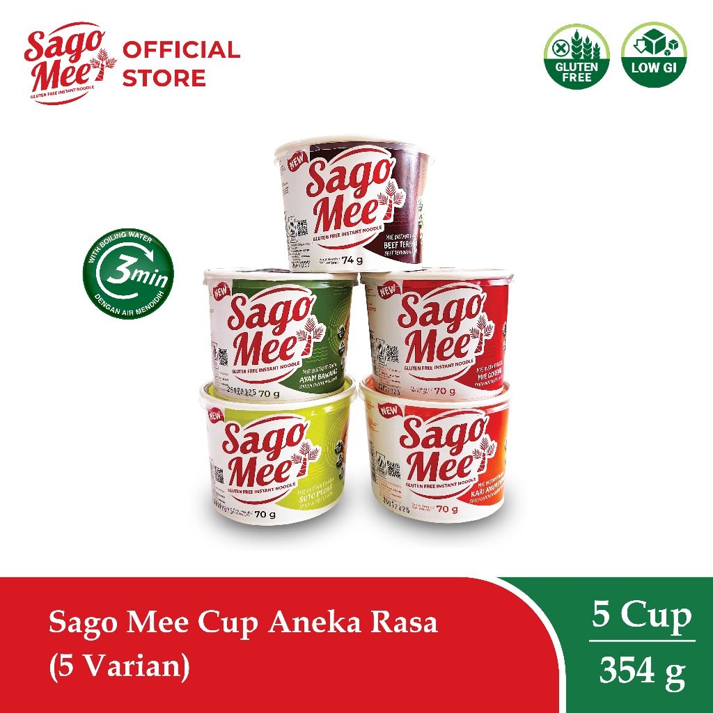 

Sago Mee Paket Mix Gluten Free Mie Instan Cup Aneka Rasa (5 varian)
