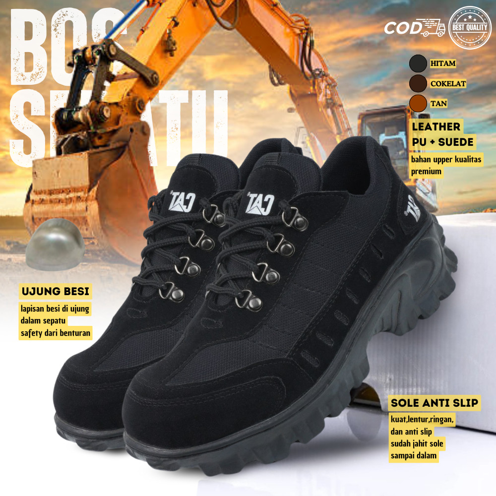 TERLARISSepatu Pria Safety Ujung Besi Caterpillar Buldozer | Sepatu Gunung | Sepatu Proyek Tactikal 