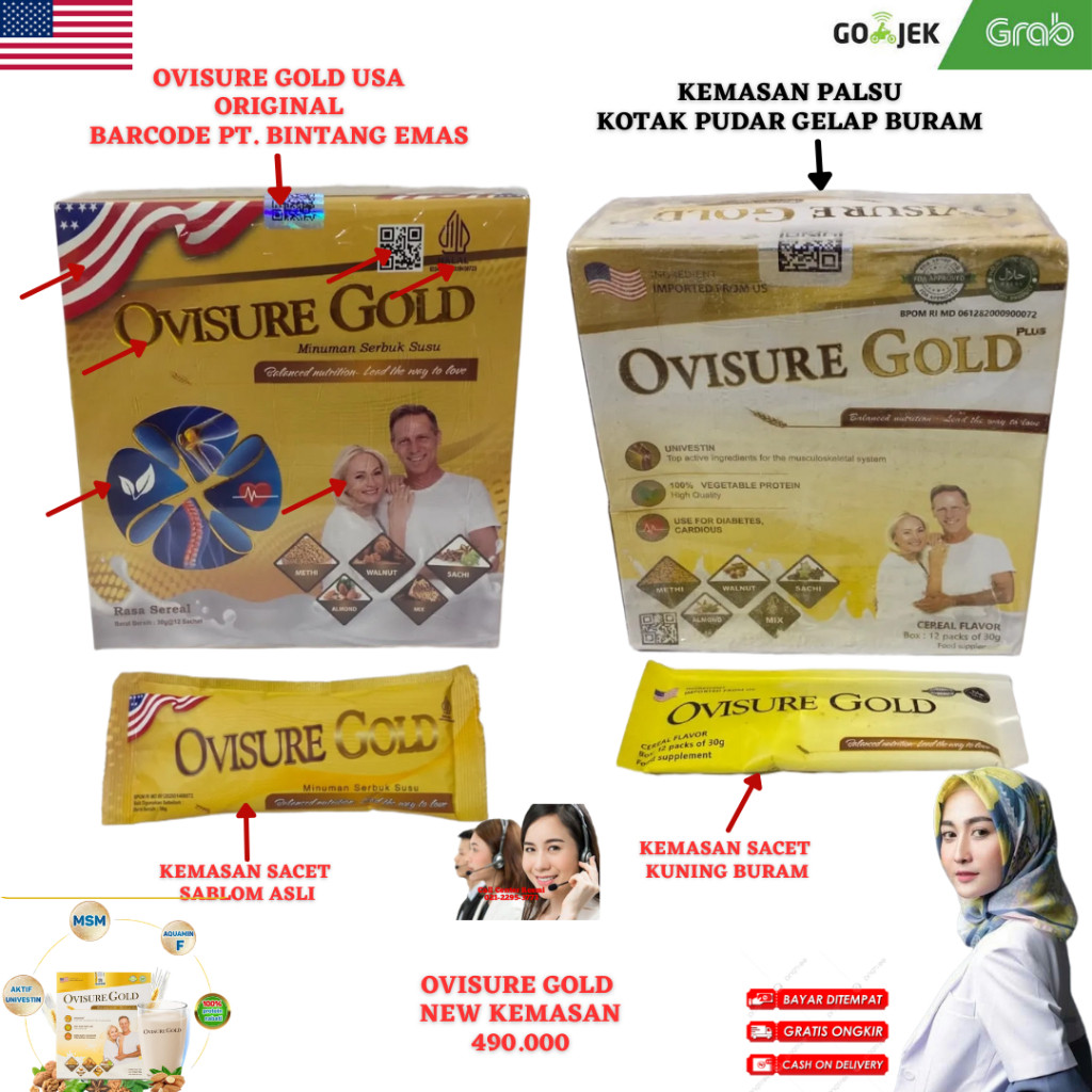 

Ovisure Gold Asli Original Milk Susu Vitamin Tulang Dan Sendi Osteoporosis 12 Sachet