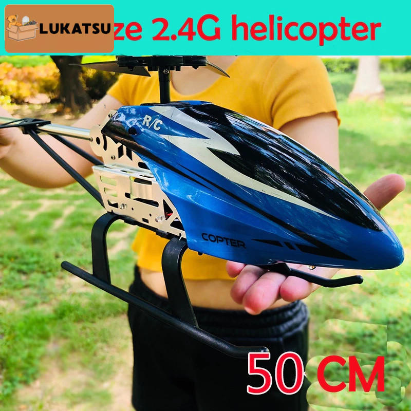 Mainan Helikopter RC Helikopter Mainan 3.5CH Single Blade 50 Cm Besar Remote Control Logam RC