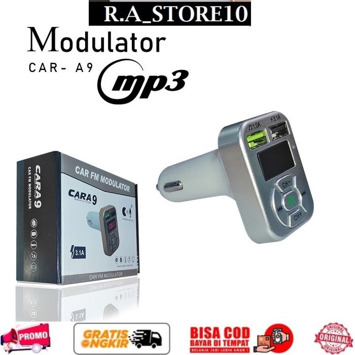 MODULATOR MP3 A9 2 USB - Charger Carger Mobil FM Modulator Mp3 Wireless Bluetooth