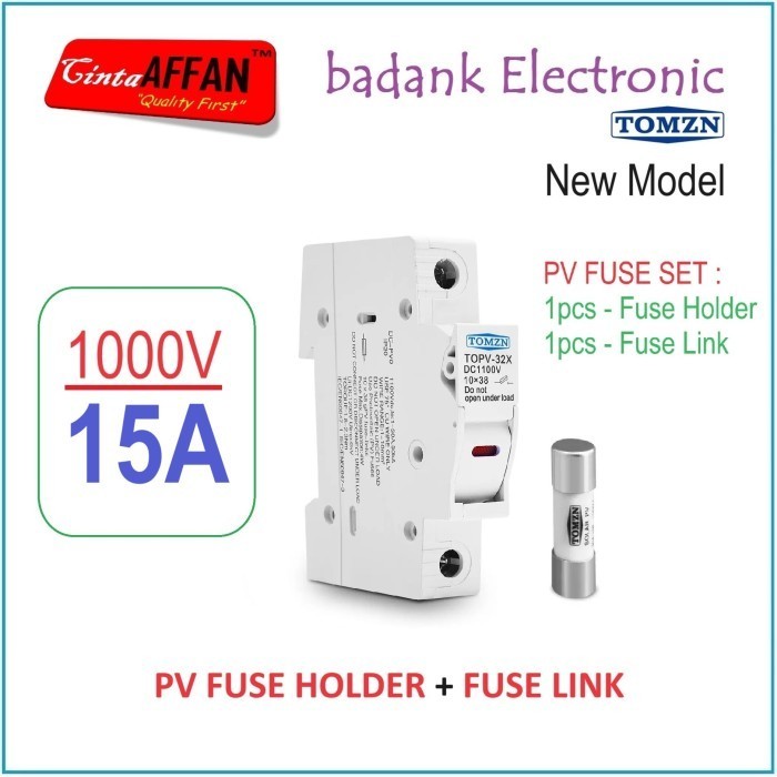 

DS99 [15A] Solar PV Fuse Holder DC 1000V with Fuses 15A Solar Panel Surya