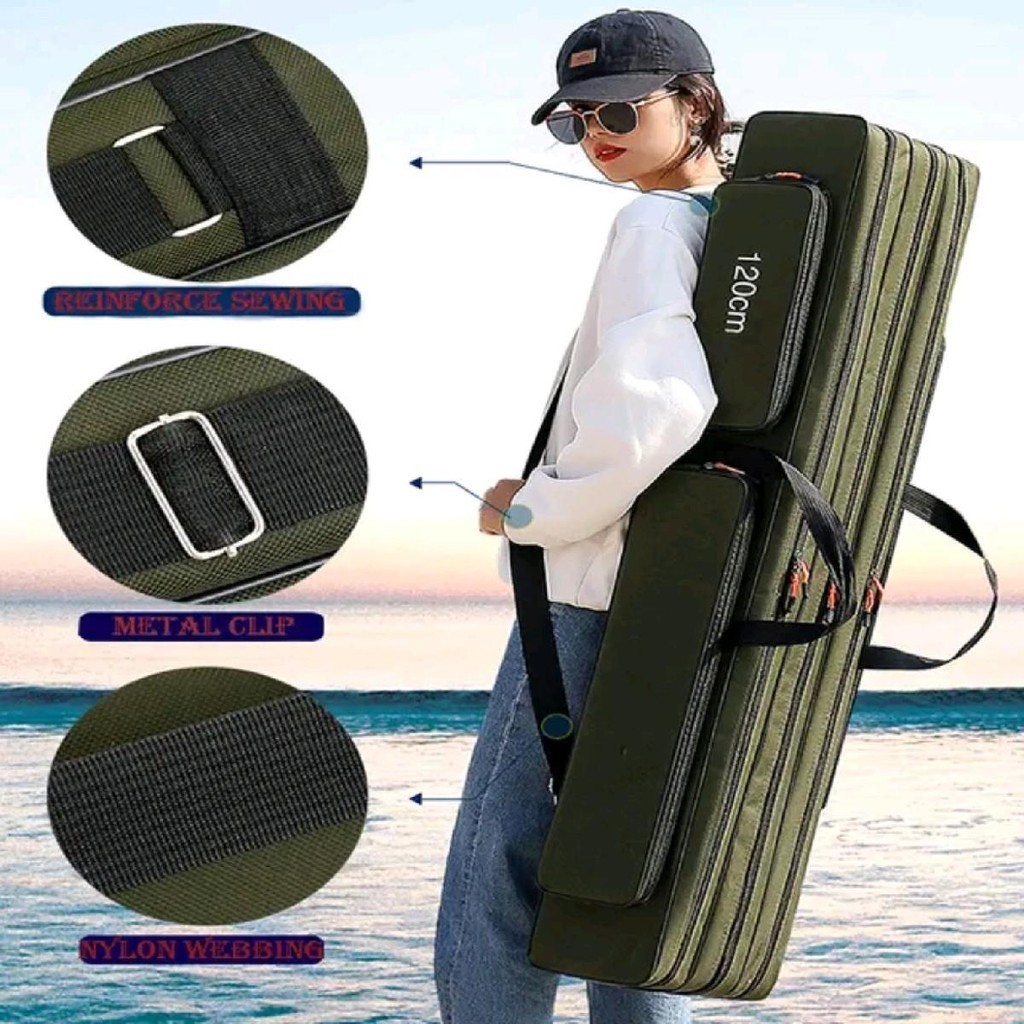 Time Plus Tas Mancing Ikan Ransel Pancing Tegek Anti Air Tiga Layer Waterproof Fishing Rod Bag 120cm