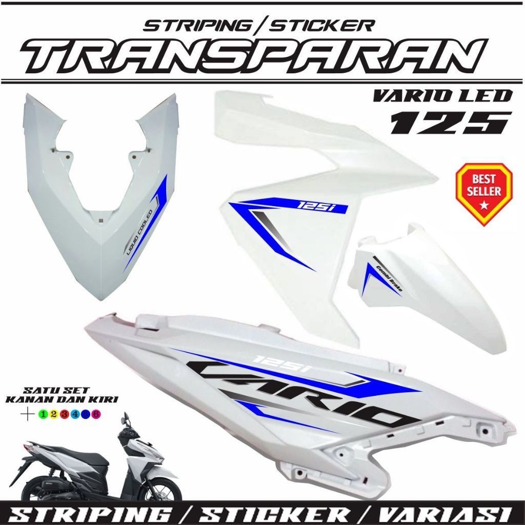STIKER VARIASI STRIPING CLICK VARIO LED 125 FI 2015 / 2017 TRANSFARAN STIKER TRANSPARAN VARIO FI 125