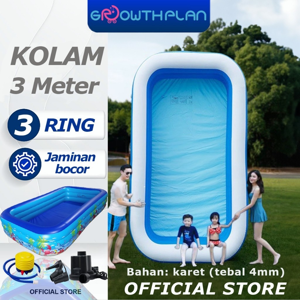 df54rg 【Ready】kolam renang anak jumbo 3 meters /Kolam renang tiup karet persegi panjang/Large childr