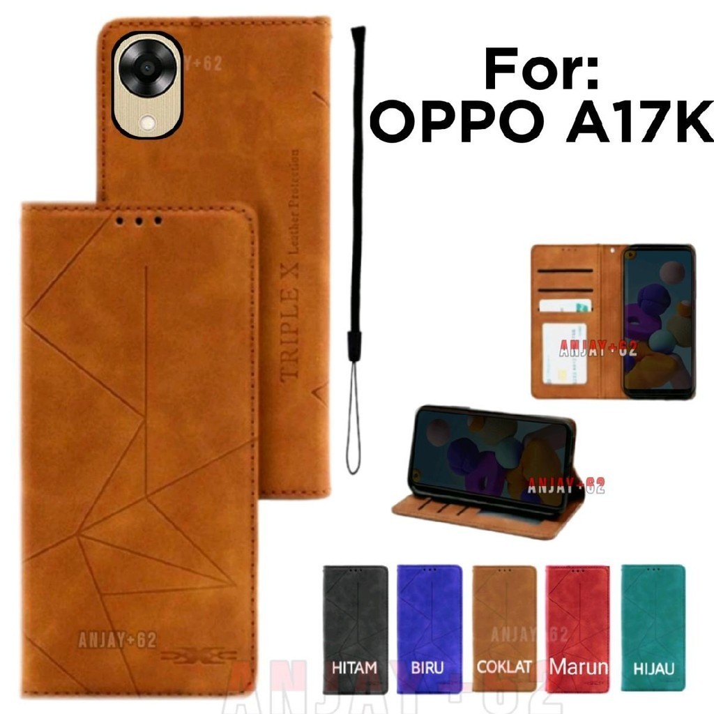 Case Untuk Oppo A17K Flip Cover Magnet Dompet Kulit Standing Premium Casing MG1