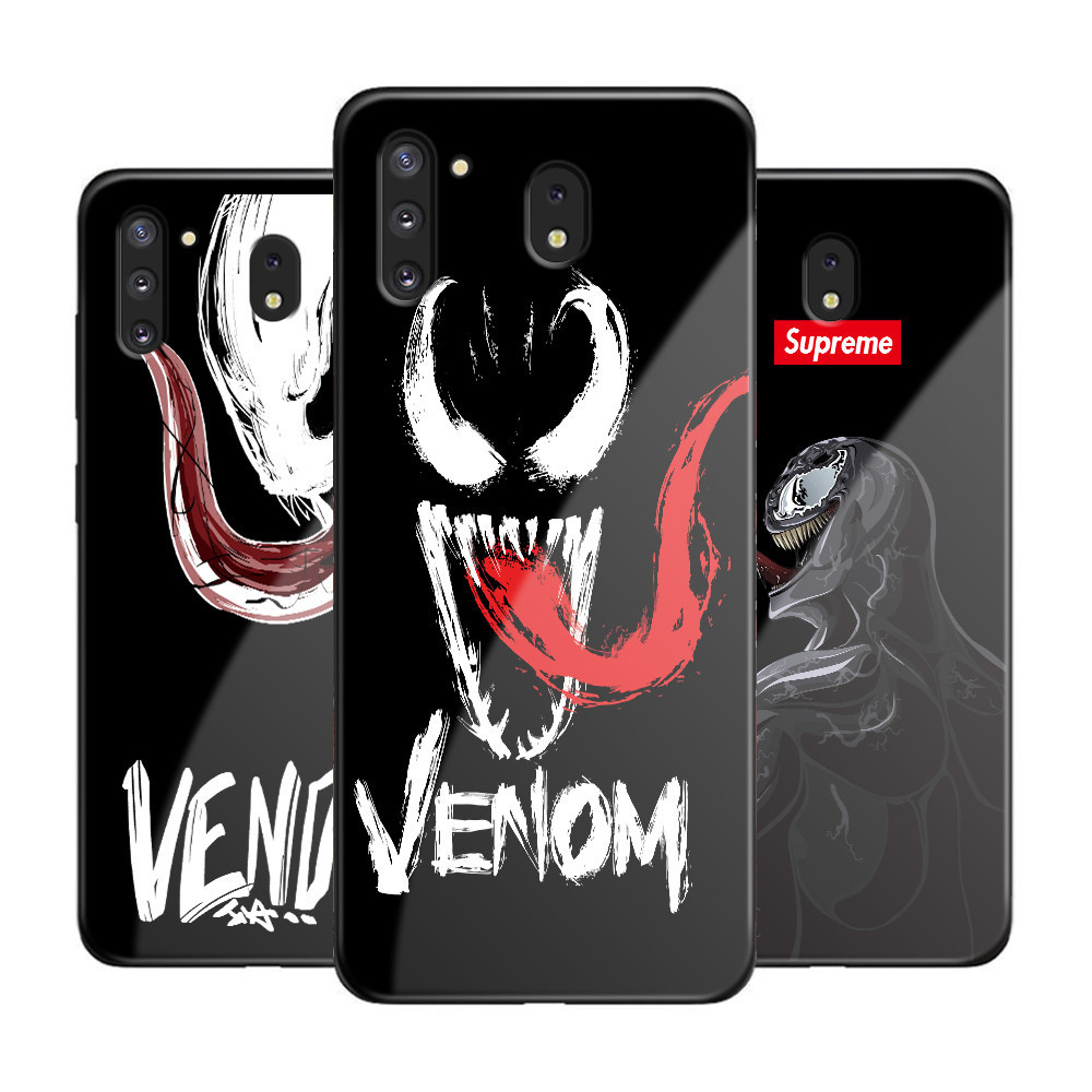 Untuk Samsung Galaxy Note 9 10 Plus Marvel Venom Soft Silicone Edge Hard Case Shockproof Tempered Gl