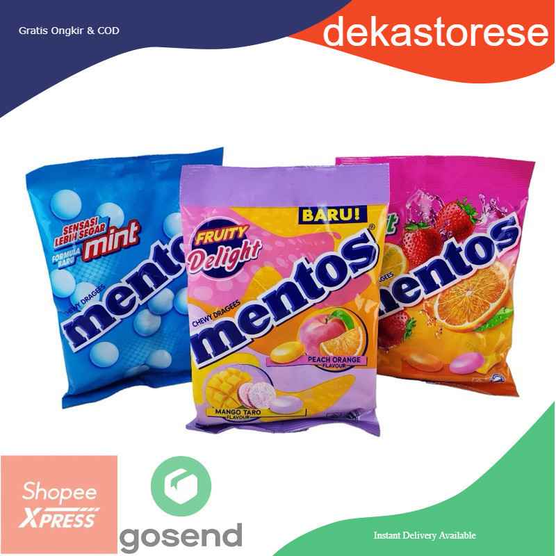 

permen MENTOS rasa buah dan Mint