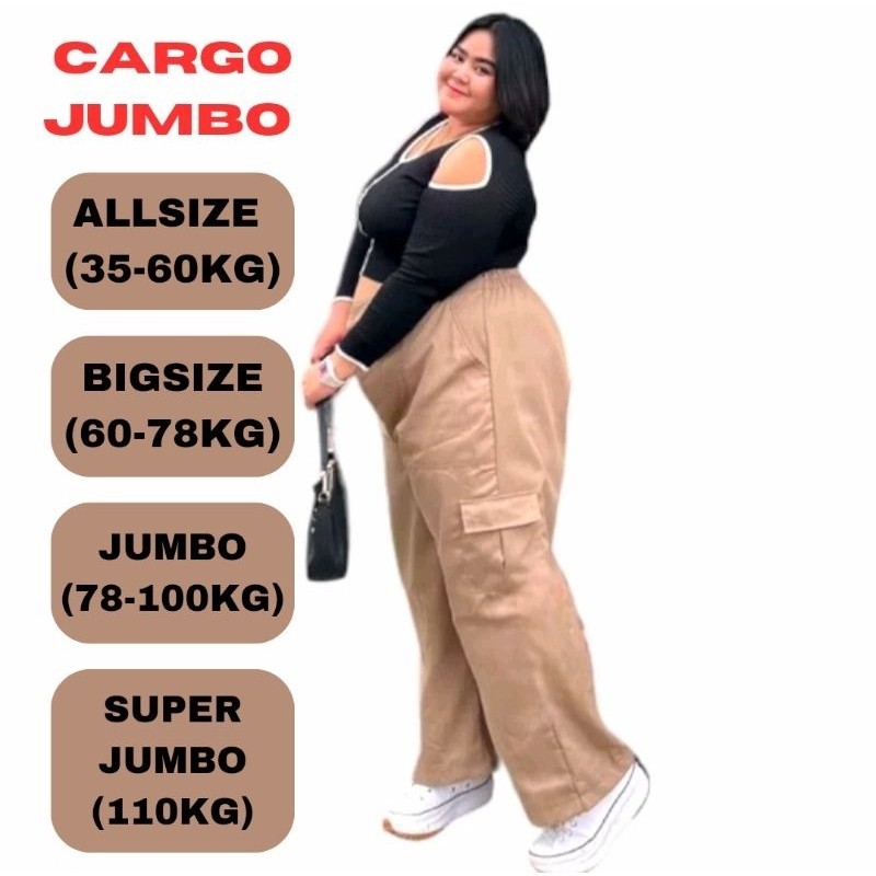 TERMURAH- Celana Cargo Wanita Jumbo Highwaist Premium- Cargo Wanita BIG SIZE JUMBO - Kulot Cargo Jum