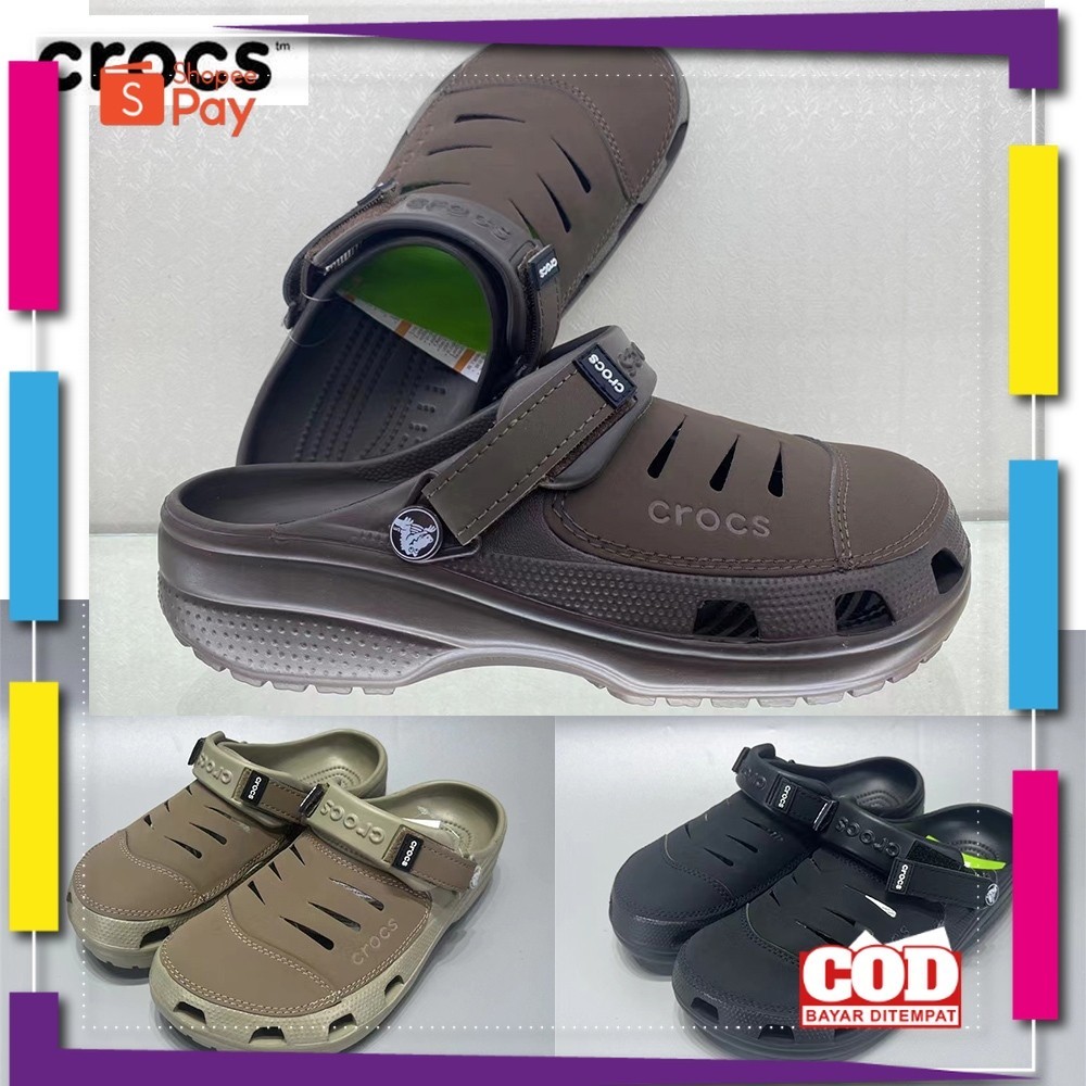 [PREMIUM ORIGINAL] Sandal Crocs pria  Leather Sandal Kodok Pria Yukon Crocs Sandal Slip On Pria