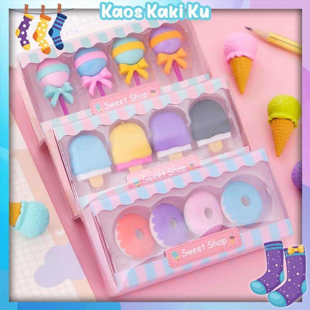 

Penghapus Pensil Karakter Sweet Shop Cone Lolipop Ice Cream Donut Set 4 837