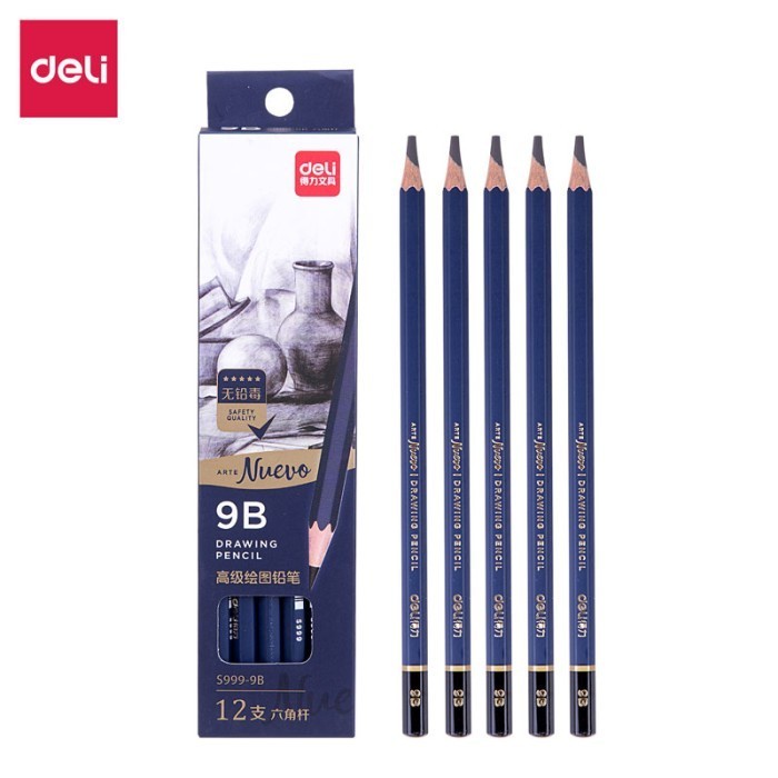 

promo ✨ -Deli Drawing Pencil Pensil Gambar 2B-HB 12pcs/BOX S999 - 9B