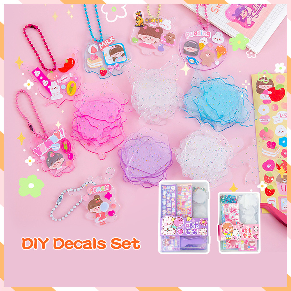 

Edden Set Stiker Kreatif Mainan Gantungan Kunci Akrilik DIY Gooka Keychain Set Mainan Anak
