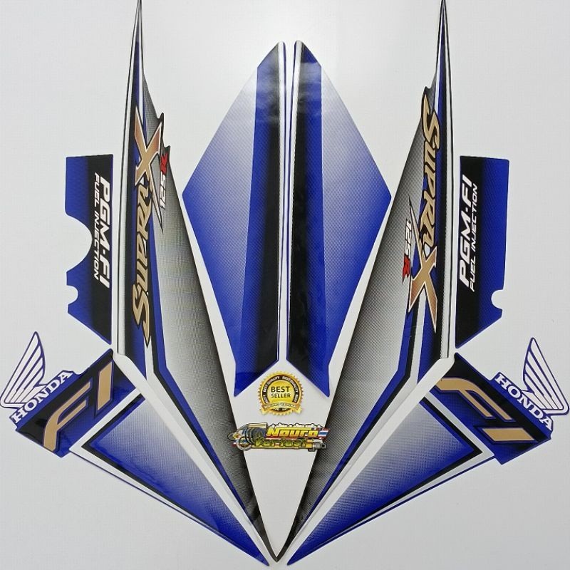 Striping honda supra x 125 r 2009 2010 pgm fi body biru list standar