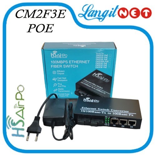 MEDIA CONVERTER 2 FIBER 3 ETH 10/100 HS AIRPO CM2F3E POE