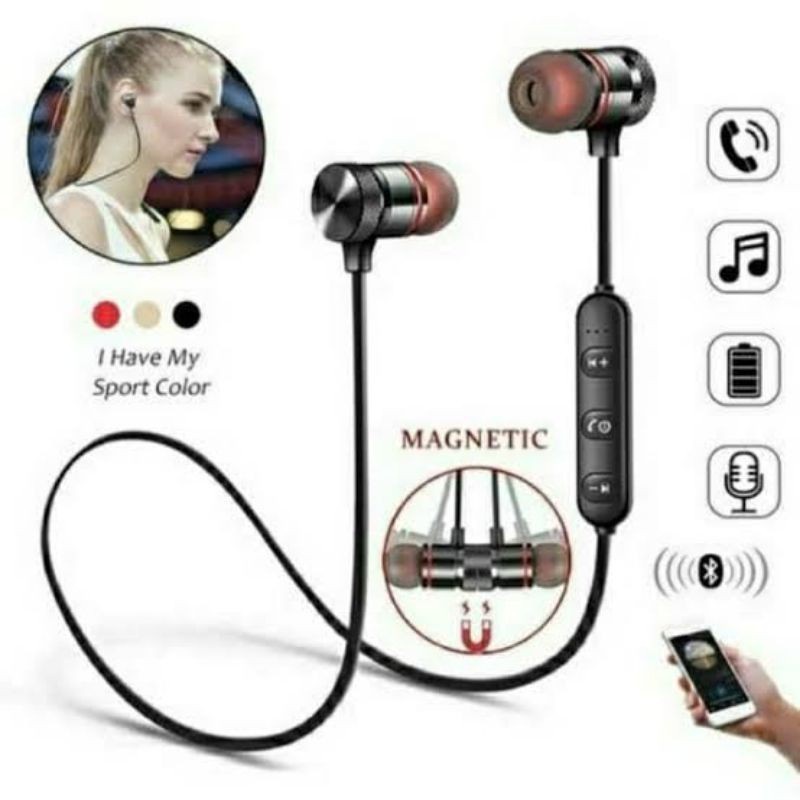 HEADSET SPORT MAGNETIC WIRELESS - EARPHONE BLUETOOTH SUPER BASS STEREO
