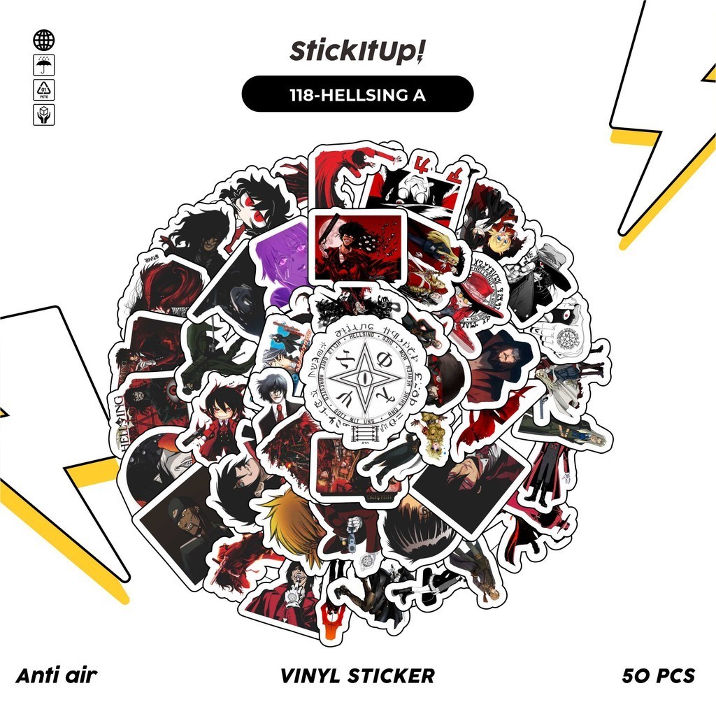

COD✨ 50 Pcs Stiker Pack Motif Anime Hellsing Lucu Aesthetic Vynil Waterproof untuk Freebies Sticker Buku Journal Casing HP Laptop