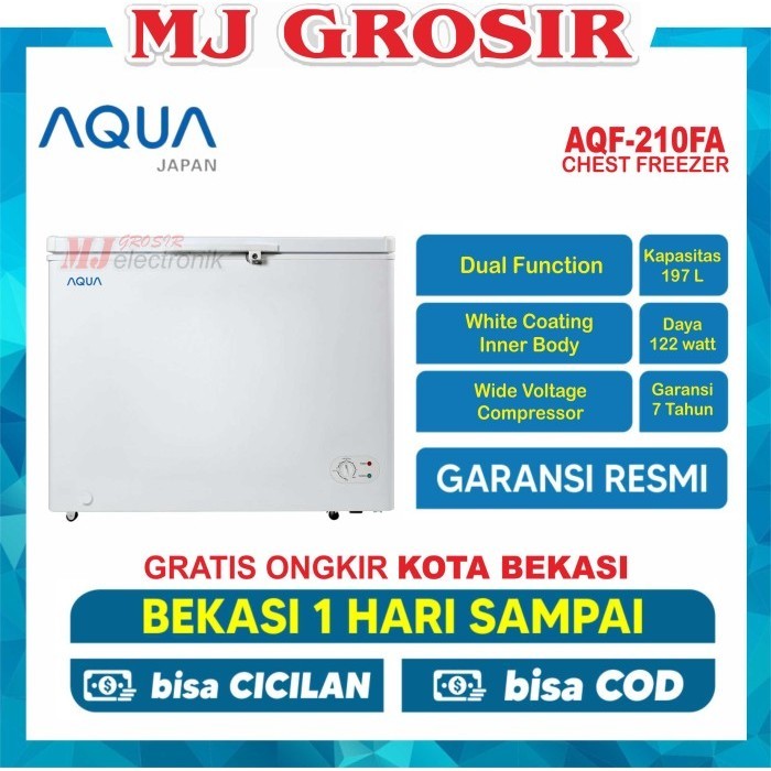 AQUA AQF 220 TF CHEST FREEZER BOX 220TF LEMARI PEMBEKU 200 LITER - AQF210FA