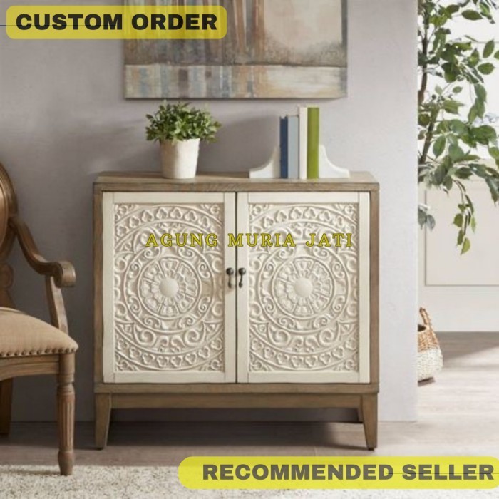 Nakas Klasik White Wash Kayu Jati