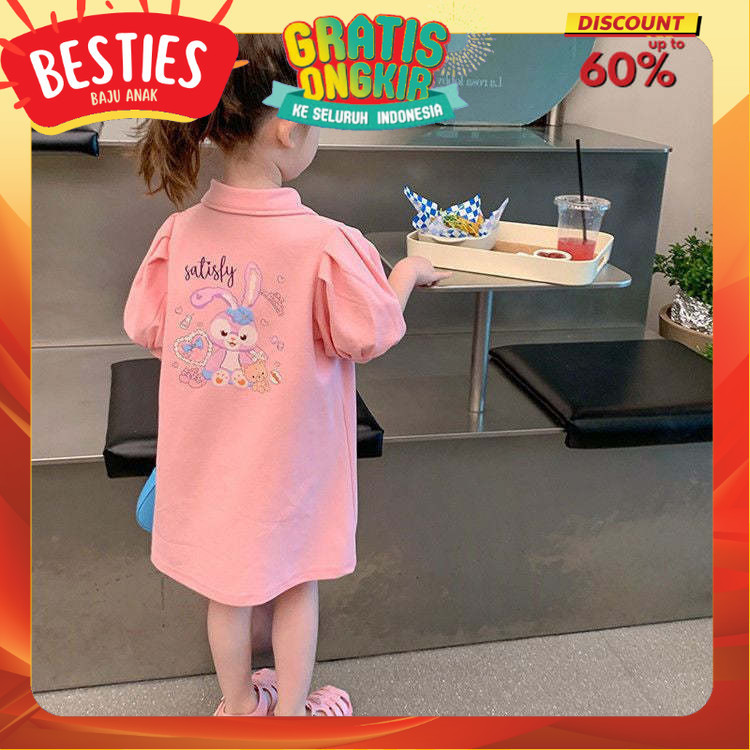 PROMO BAJU  DRESS GAUN ANAK PEREMPUAN LINNABEL IMPORT LENGAN BALON KONDANGAN PARTY DRESS