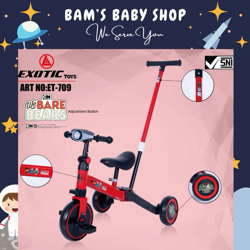 FR34RW [FREE BUBBLEWRAP] BAMS TERMURAH BALANCE BIKE SEPEDA ANAK TRICYCLE PUSH 3IN1 BALANCE EXOTIC ET