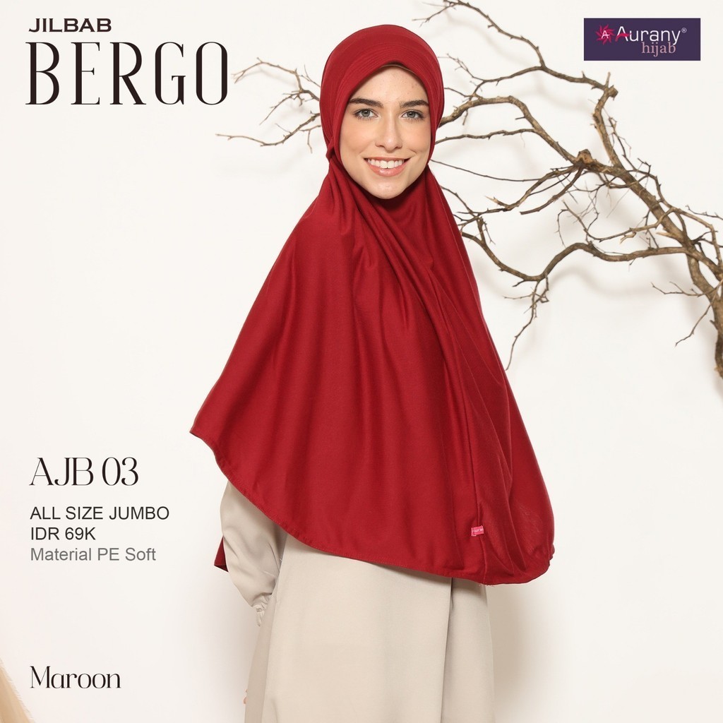 Aurany Hijab AJB 03 / Hijab Instan Daily Syar'i / Bergo Jumbo Polos Adem Tali Belakang