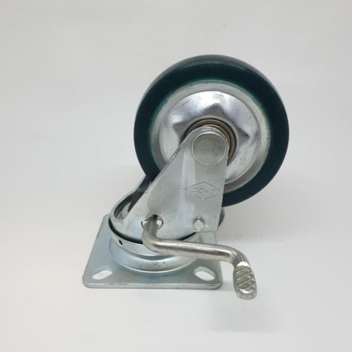 Roda Troli / Caster Wheel / Roda Pu Hijau 4 inch Rem