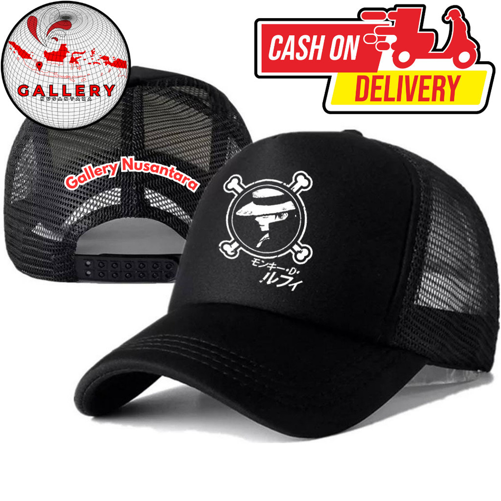 Gallery Nusantara Topi Trucker ONE PIECE - Topi Distro ONE PIECE Logo - Topi ONE PIECE Premium - Top