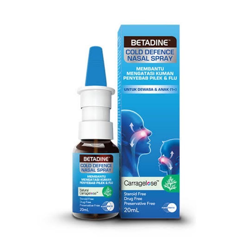 BETADINE COLD DEFENSE NASAL SPRAY 20 ML melindungi mulut dan tenggorokan dari kuman dan virus