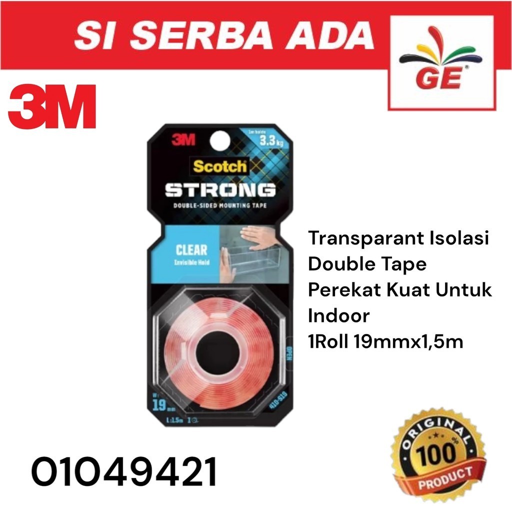 

3M Scotch Strong Double Sided Mounting Tape Clear Isolasi Transparant 01049421