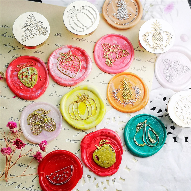 

Fruit Strawberry Pineapple Grape Pumpkin Wax Seal Stamp Vintage Craft Sealing Wax Stamp Head Wedding Invitations Gift Packaging