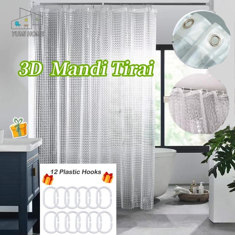 3D Tirai Kamar Mandi /Tirai Kamar Mandi Anti Air 3D/Anti Air Tebal Tirai Mandi/ Pembatas Kamar Mandi