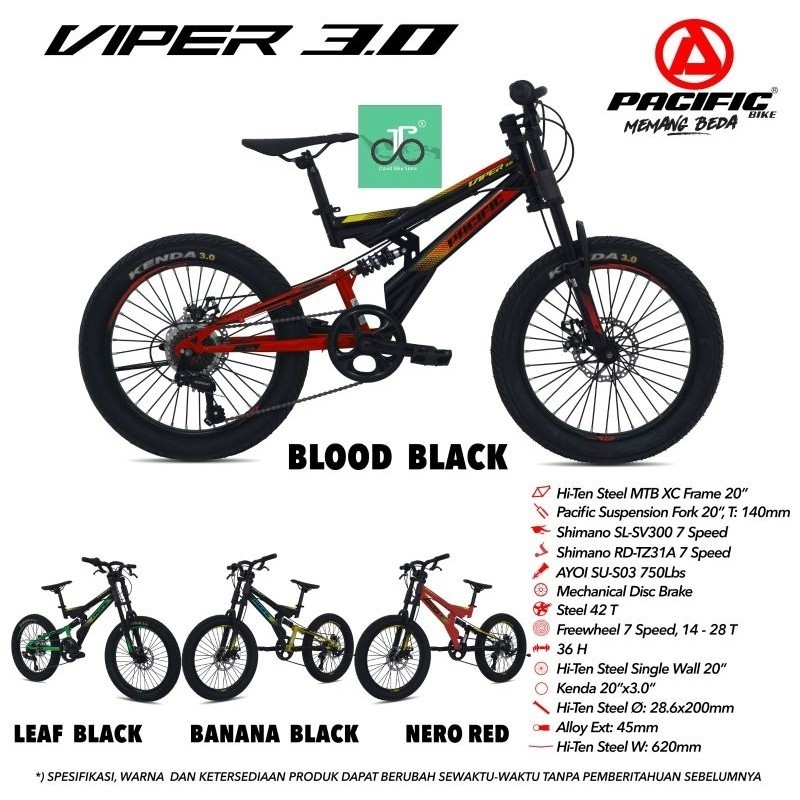 Sepeda MTB 20" Dual Suspension Pacific Viper 3.0 TERBARU 3