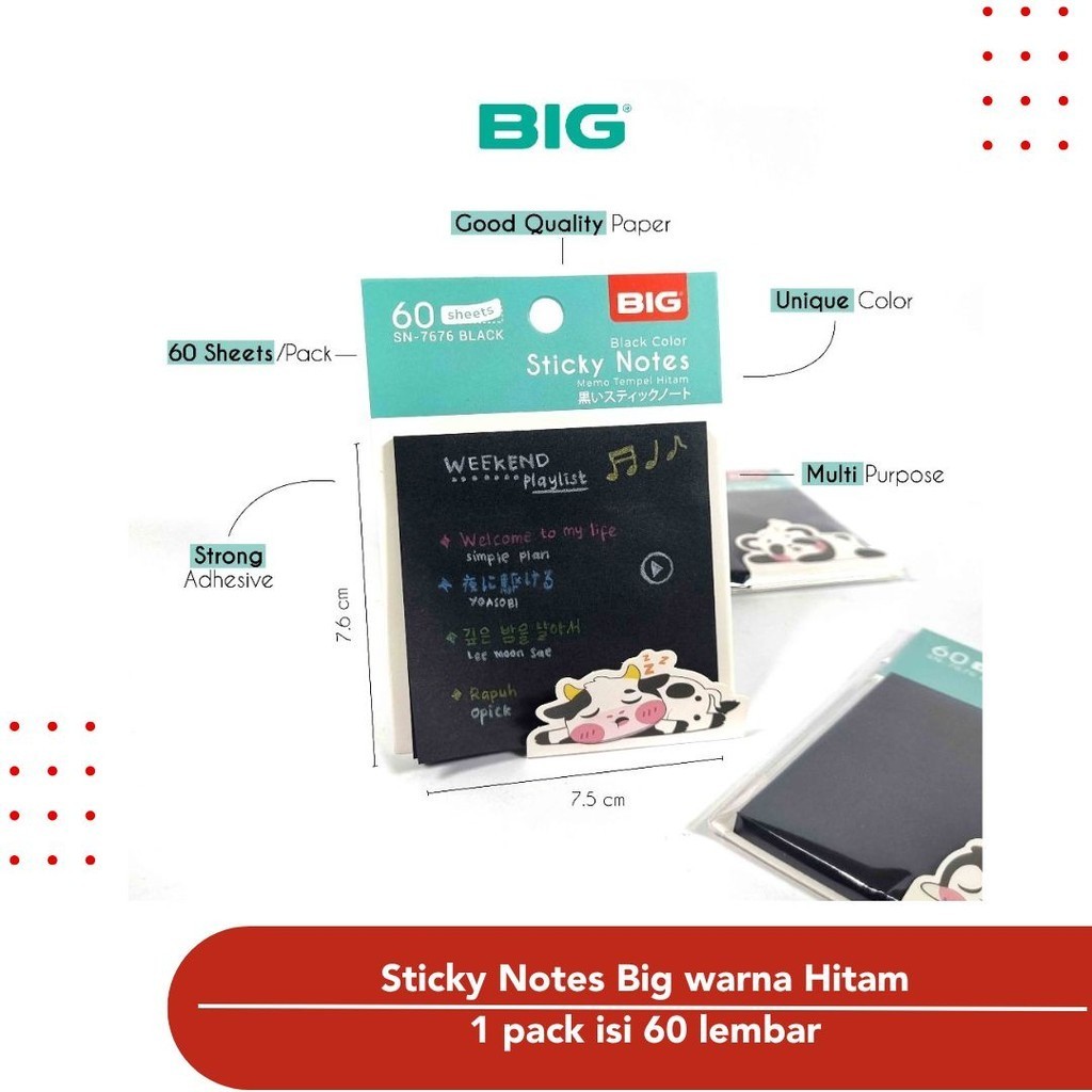 

Sticky Notes Warna Hitam Black/ Note Kertas/ Memo Tempel Warna Hitam Big