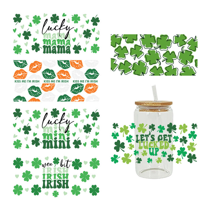 

UV DTF Transfer Sticker St Patrick For The 16oz Libbey Glasses Wraps Bottles Cup Can DIY Waterproof Custom Decals D8303