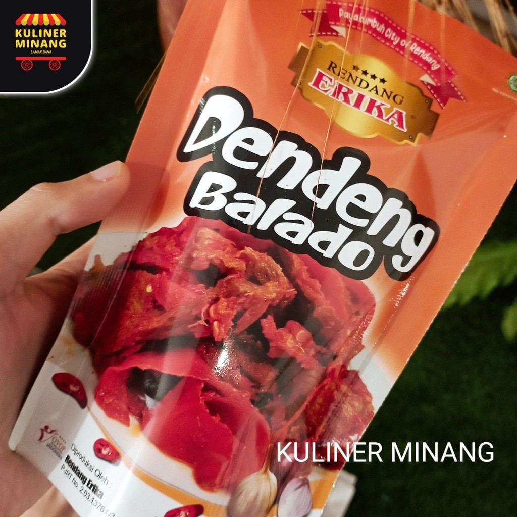 

Kuliner Minang Dendeng Balado Basah Erika Oleh-Oleh Asli Cemilan Kampung Makanan Khas Payakumbuh Padang kabau Jajanan Snack Kabau AX00