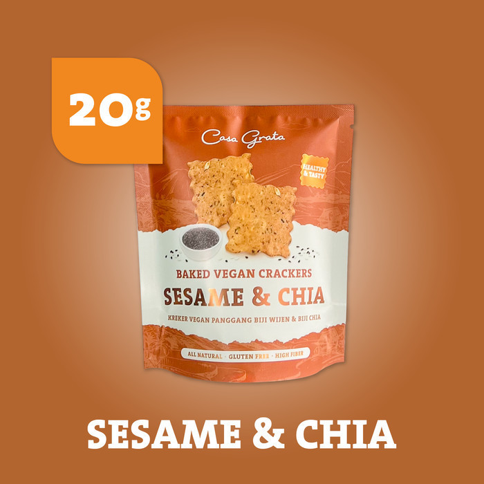 

Camilan Sehat / Cemilan anak - Mini Sesame & Chia Crackers 20 gram - Snack Sehat No Gluten Snack Bebas Gluten