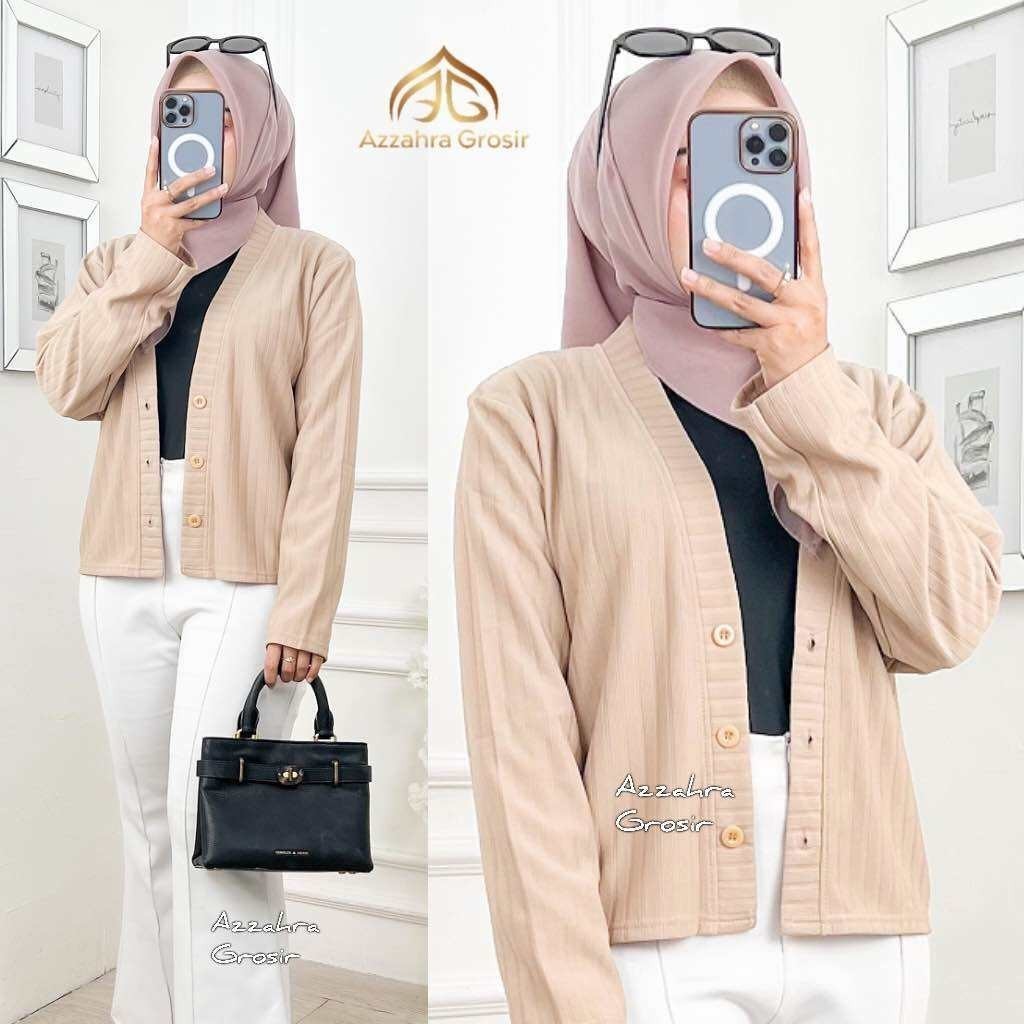 Nesta Cardigan Crop Wanita Knit Premium Outer Top Knitwear