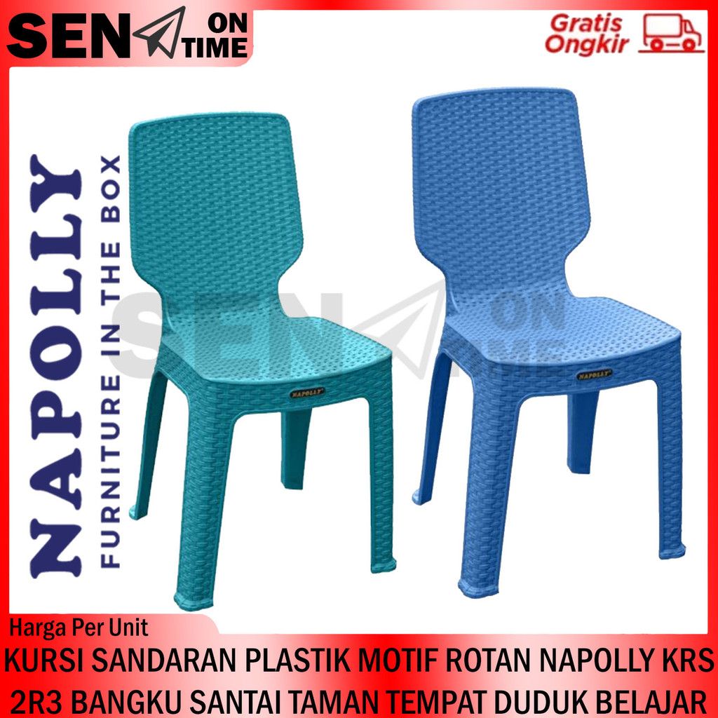 Napolly Krs 2r3 Kursi Makan Plastik Korsi Tamu Bangku Sender Taman Tenda Tumpuk Teras Susun Santai T