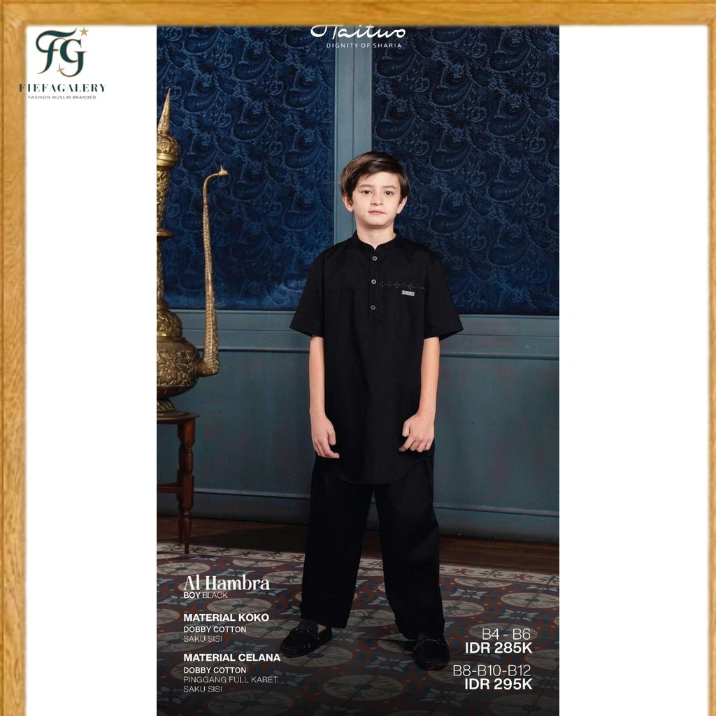 (Fg)NIBRAS TERBARU/ One Set Baju Muslim Anak laki Laki Al Hambra Boy by Nibras/Koko Hitam & Koko Put